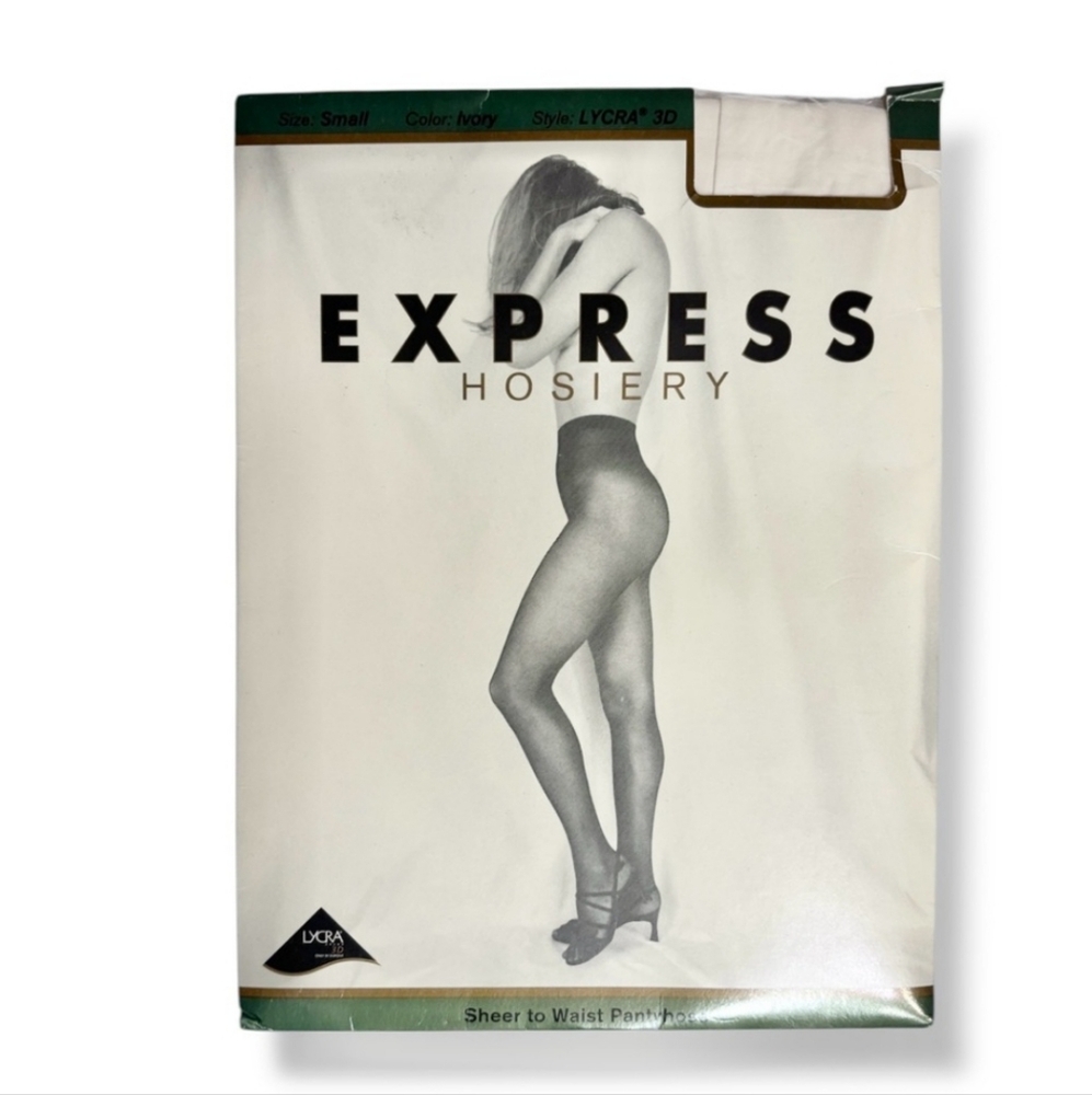 EXPRESS HOSIERY Ivory Sheer To Waist Pantyhose VINTAGE